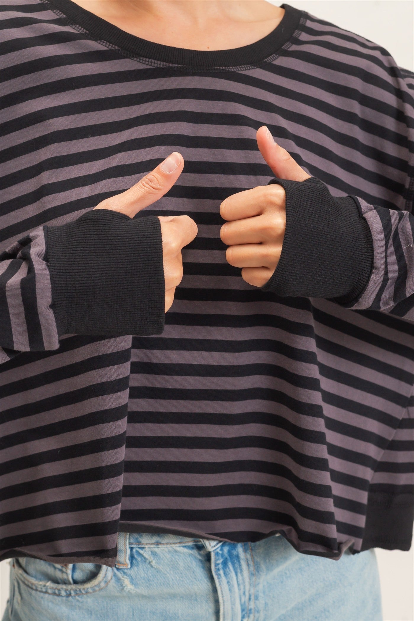 Relaxed Stripe Cropped Knit Top