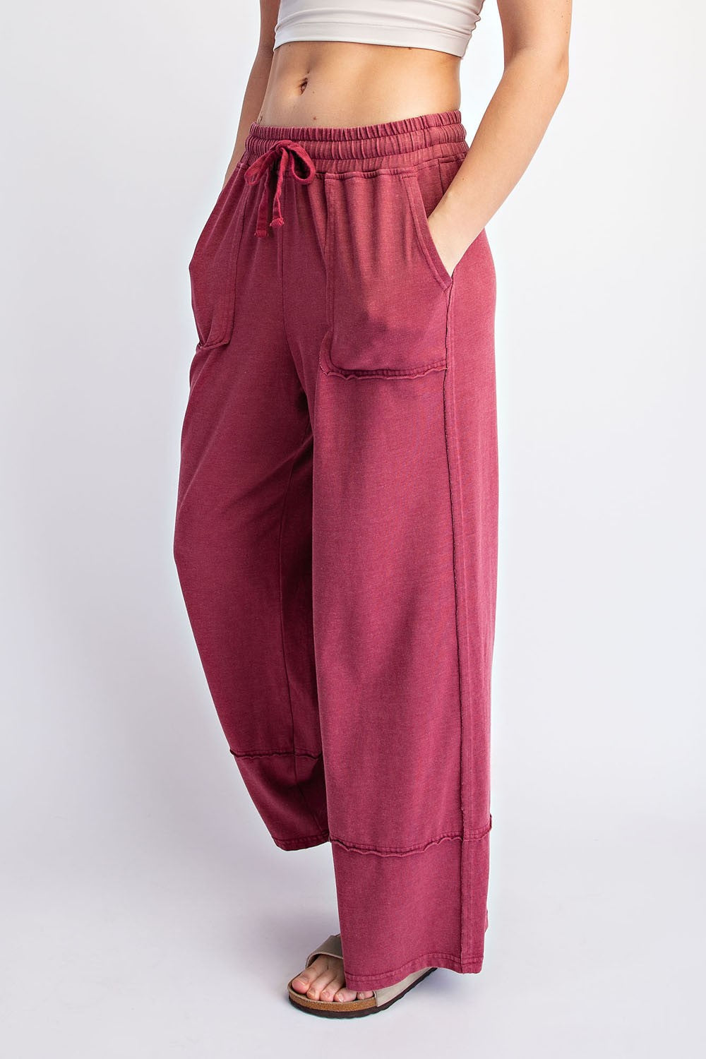 Mineral Washed Wide Leg Pant