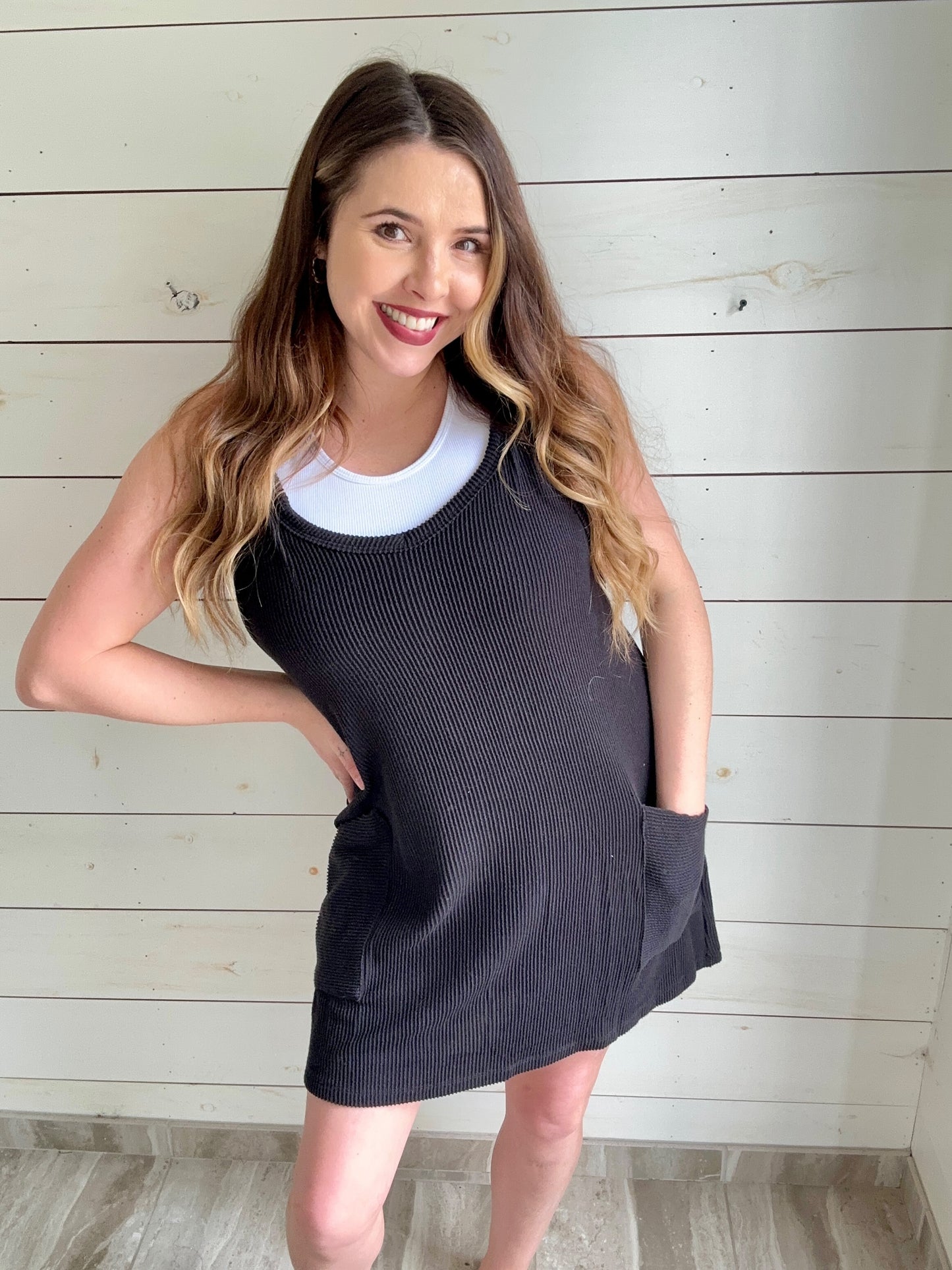 Shoreline Stride Ribbed Romper Dress- 2 Colors!