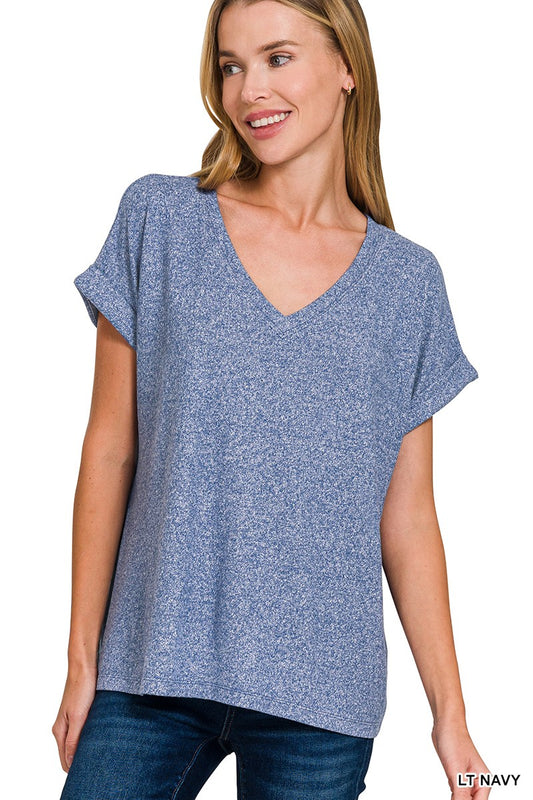Hacci Slub V-Neck Short Sleeve Pocket Tee