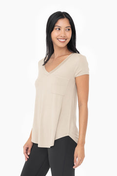 Longline Deep V-Neck Pocket Shirt- 3 Colors!