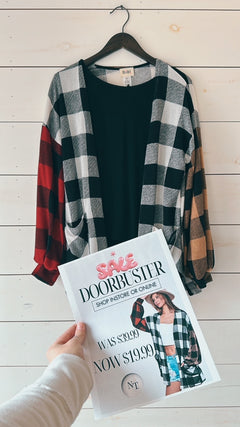 DOORBUSTER Mix Plaid Cardigan