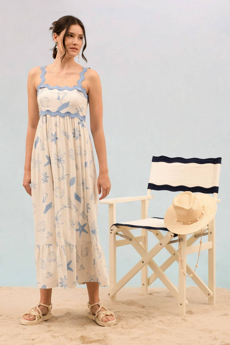 Sea Life Sleeveless Maxi Dress