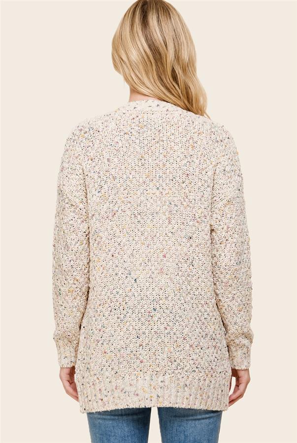 Multicolor Popcorn Knit Cardigan
