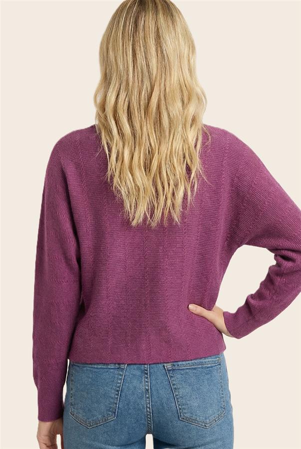 Textured Dolman Boat Neck Sweater
