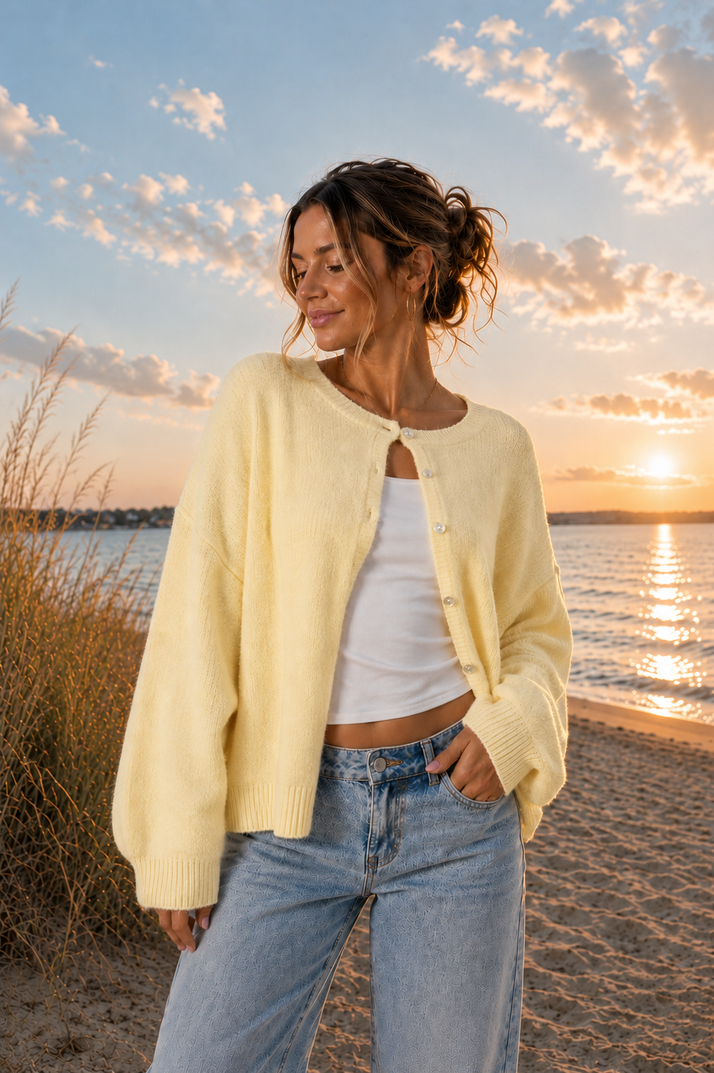 Lightweight Crew Neck Cardigan