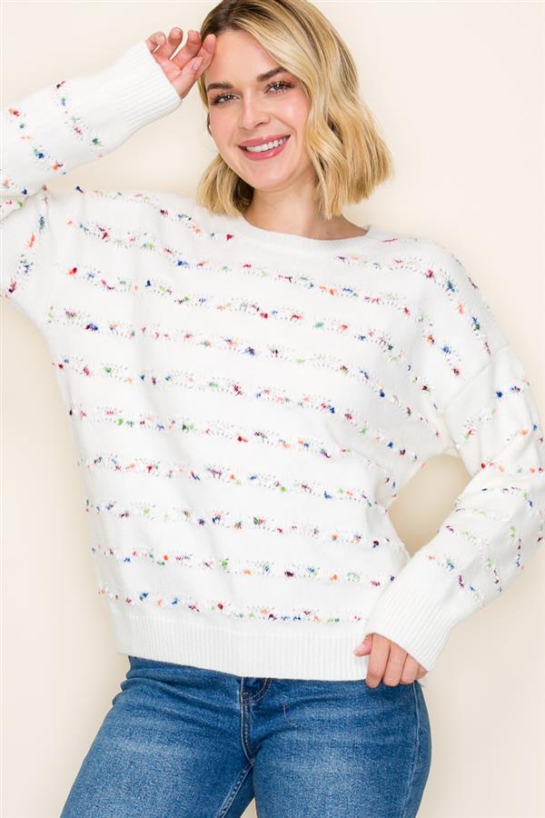 Popcorn Striped Sweater