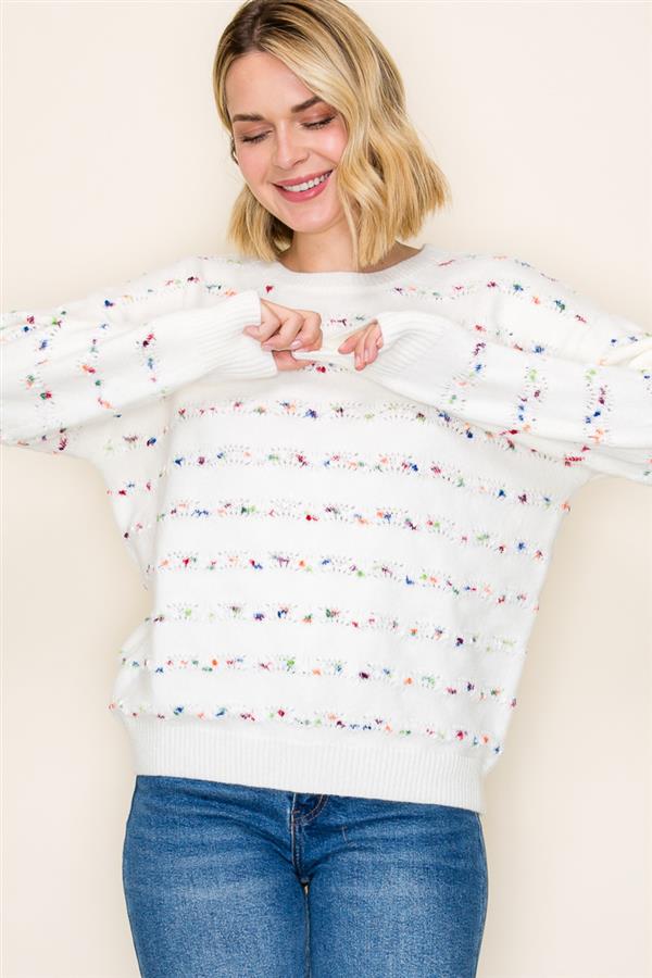 Popcorn Striped Sweater