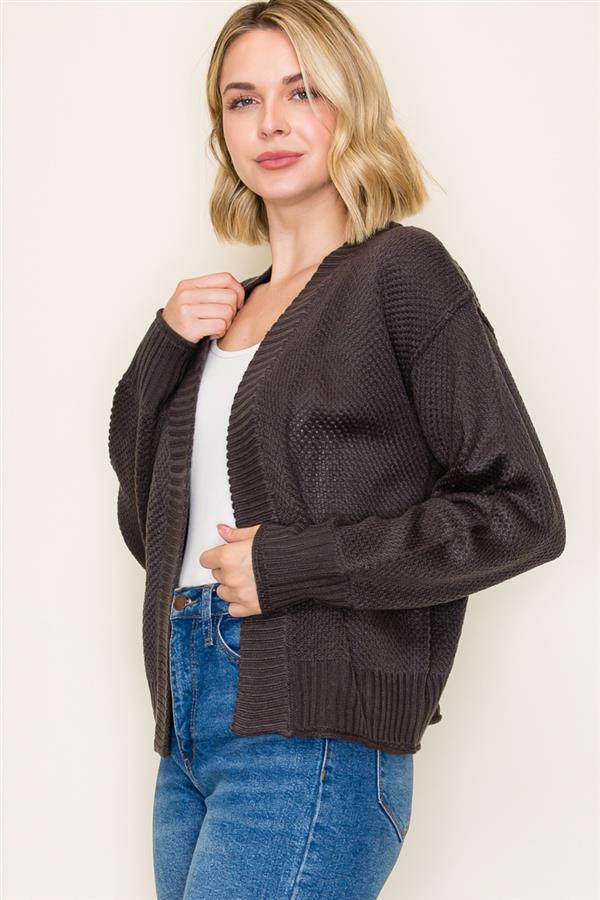 Chic Waffle-Textured Cardigan