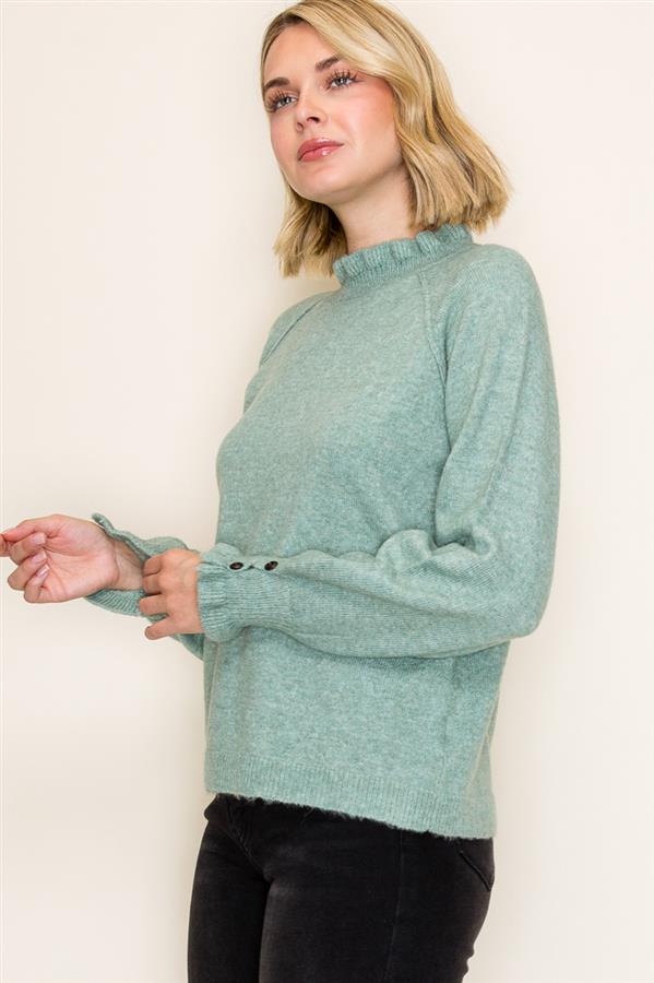 Feminine Ruffle Hem Sweater