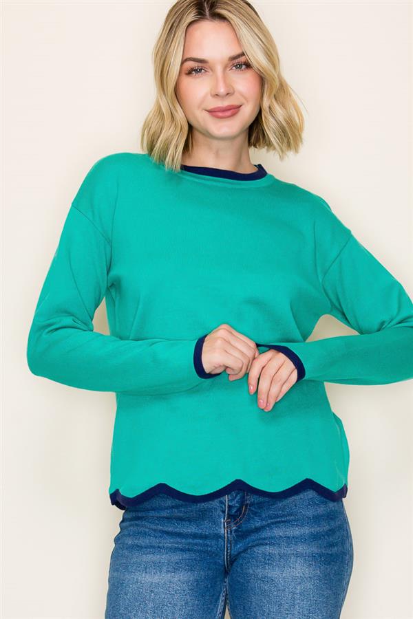 Bold Pop of Color Contrast Sweater Top