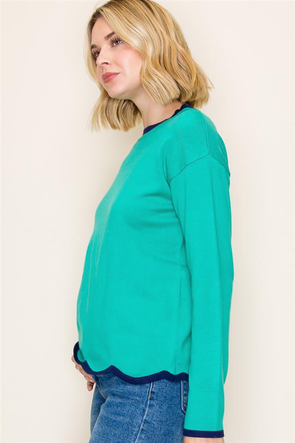Bold Pop of Color Contrast Sweater Top