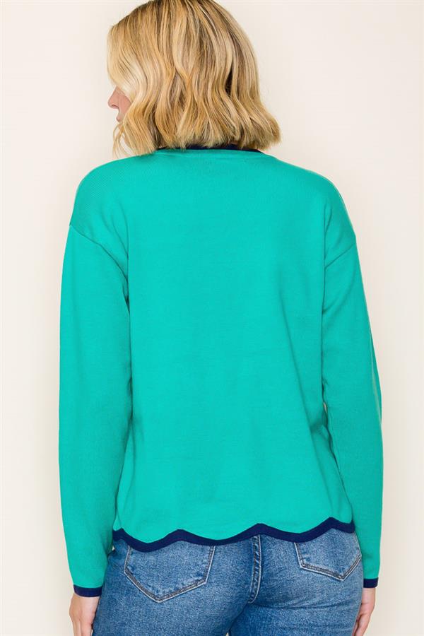 Bold Pop of Color Contrast Sweater Top