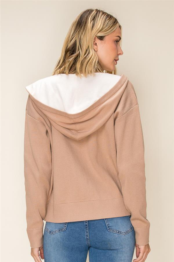 Thick Knit Hooded Sweater Jacket