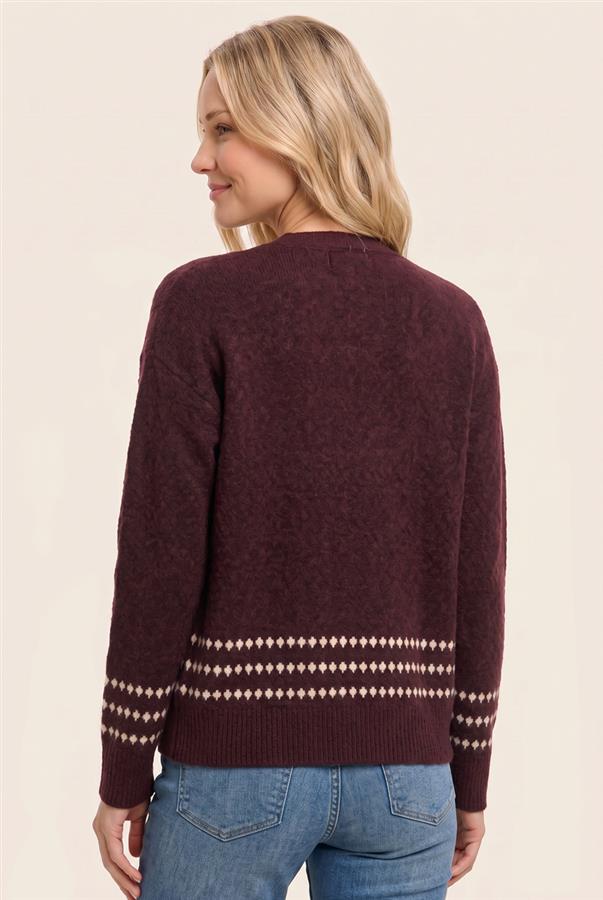 Diamond Stripe Open Front Cardigan