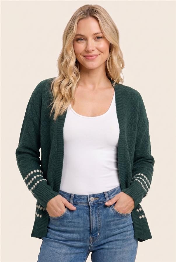 Diamond Stripe Open Front Cardigan