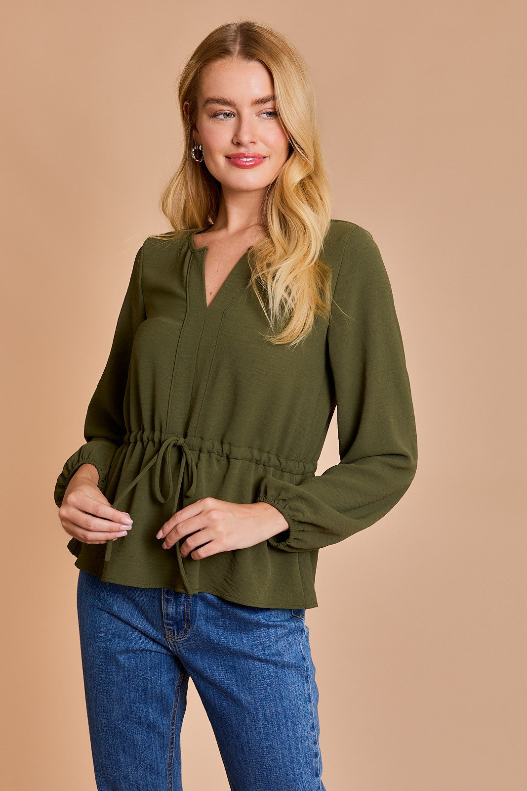 Graceful Trend Drawstring Waist Top- 2 Colors!