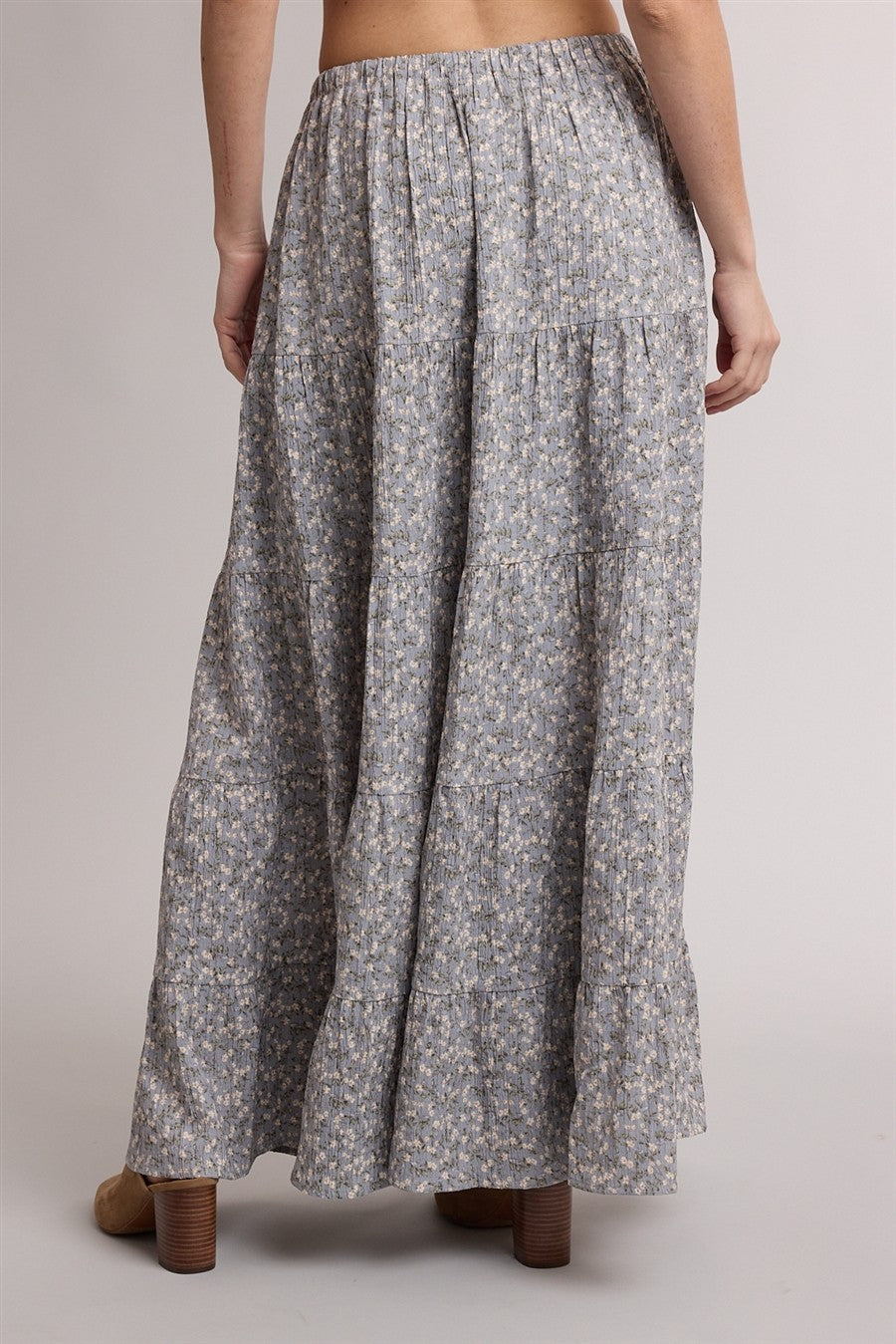Textured Tiered Floral Skirt