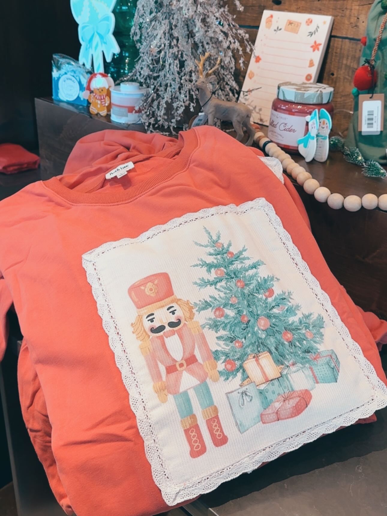 Christmas Printed Corduroy Patch Sweatshirt