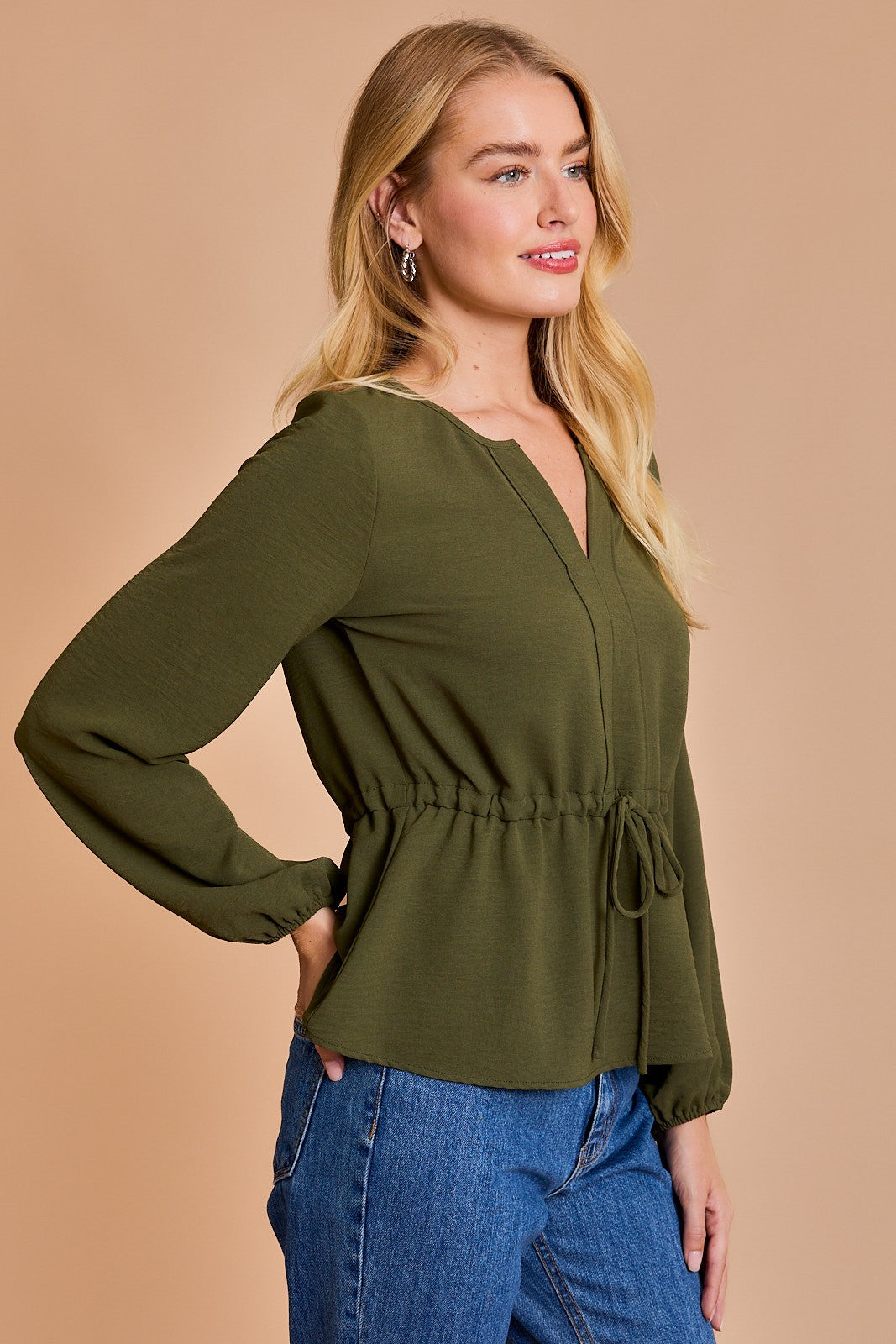 Graceful Trend Drawstring Waist Top- 2 Colors!