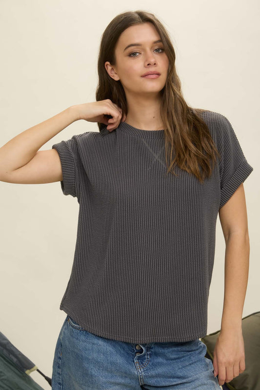 Core Values Ribbed Crew Neck Top