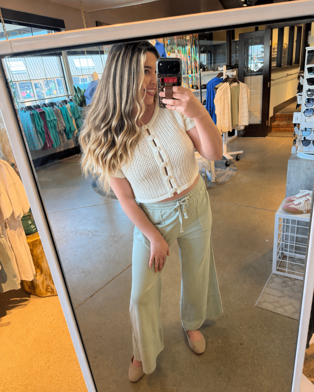 Mineral Washed Wide Leg Pant