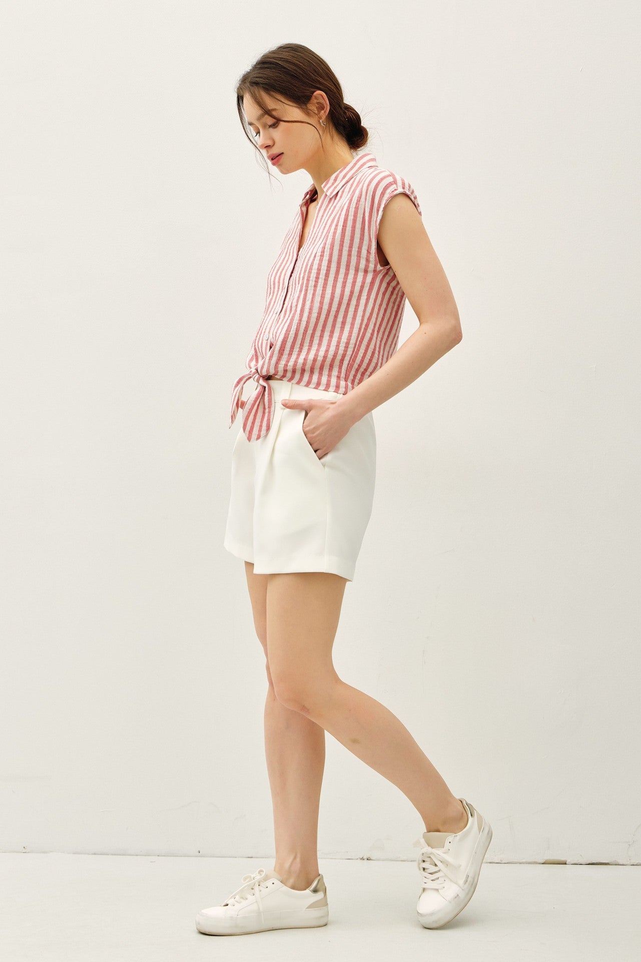 Boardwalk Prep Striped Gauze Front Tie Top