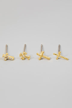 Mixed Cross Earring Stud Set