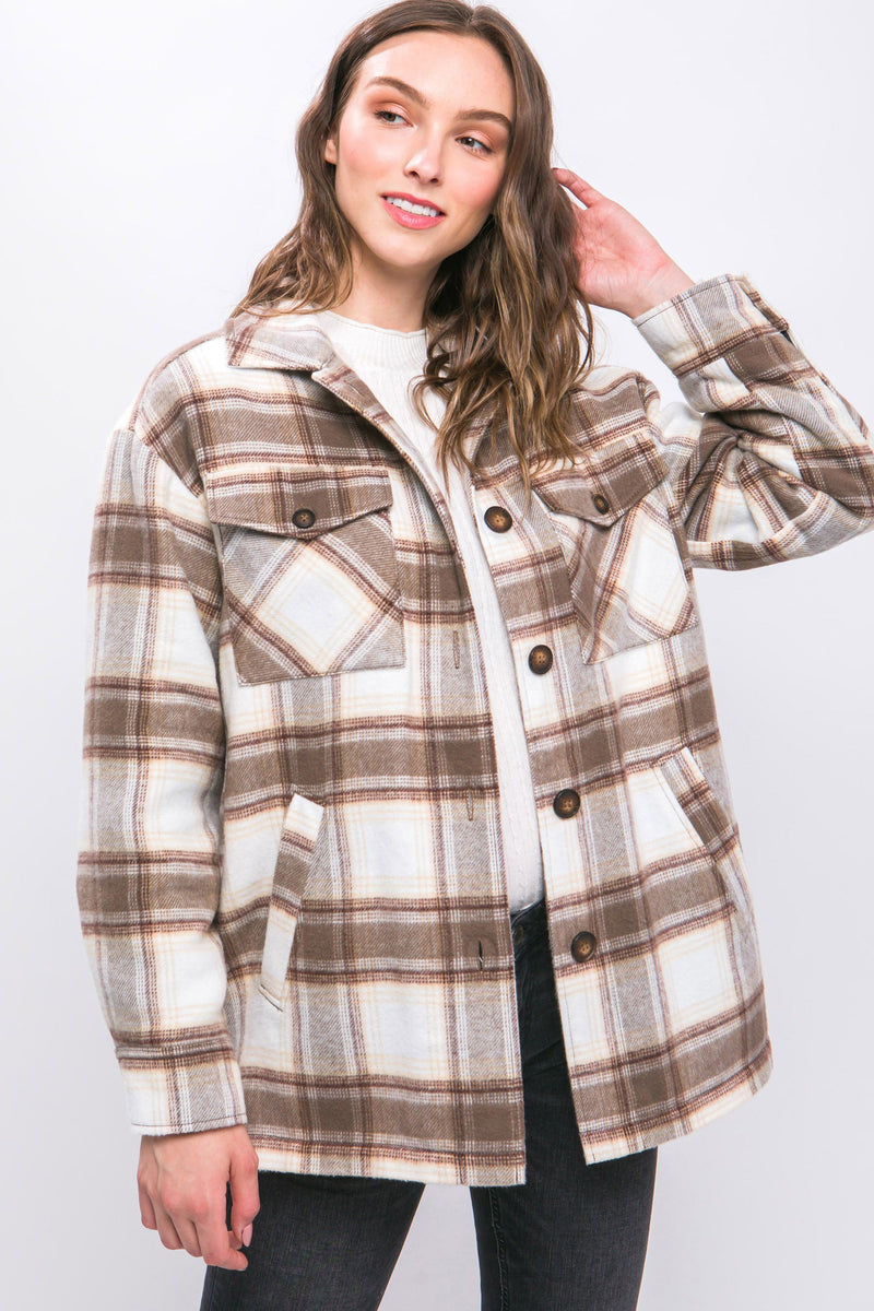 Azariah Plaid Sherpa Shacket- 4 Colors!.