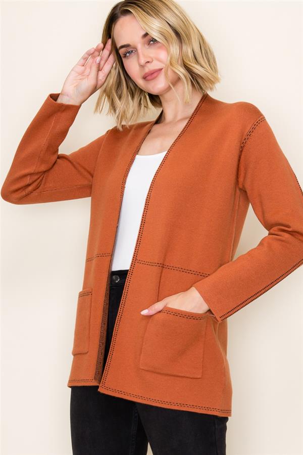 Addy Stitch Trimmed Sweater Cardigan