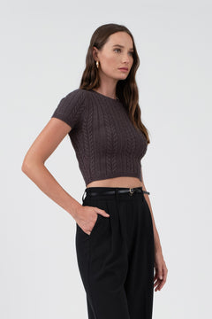 Living For Friday Cable Knit Crop Top