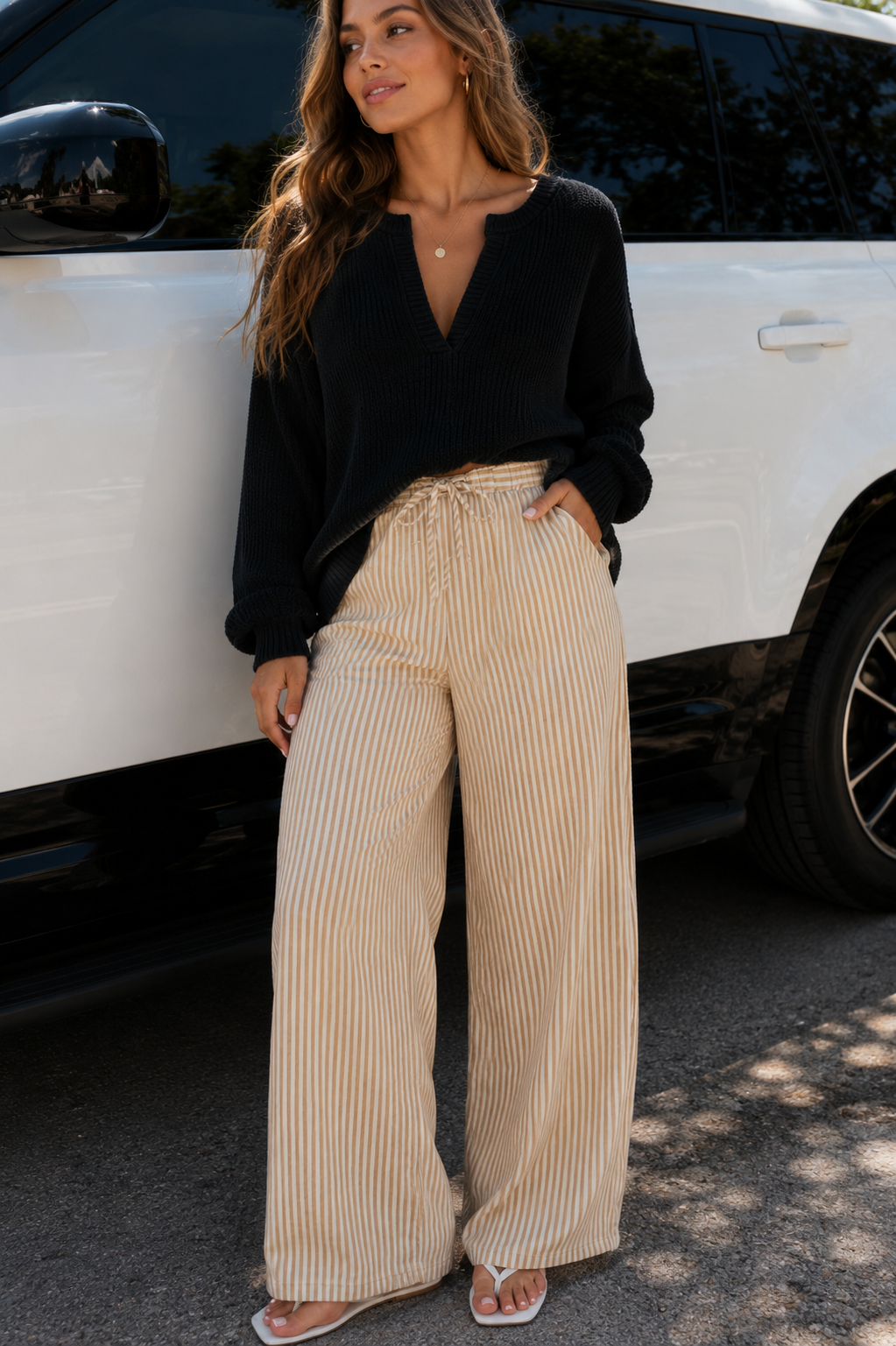 Drawstring Elastic Waist Pants