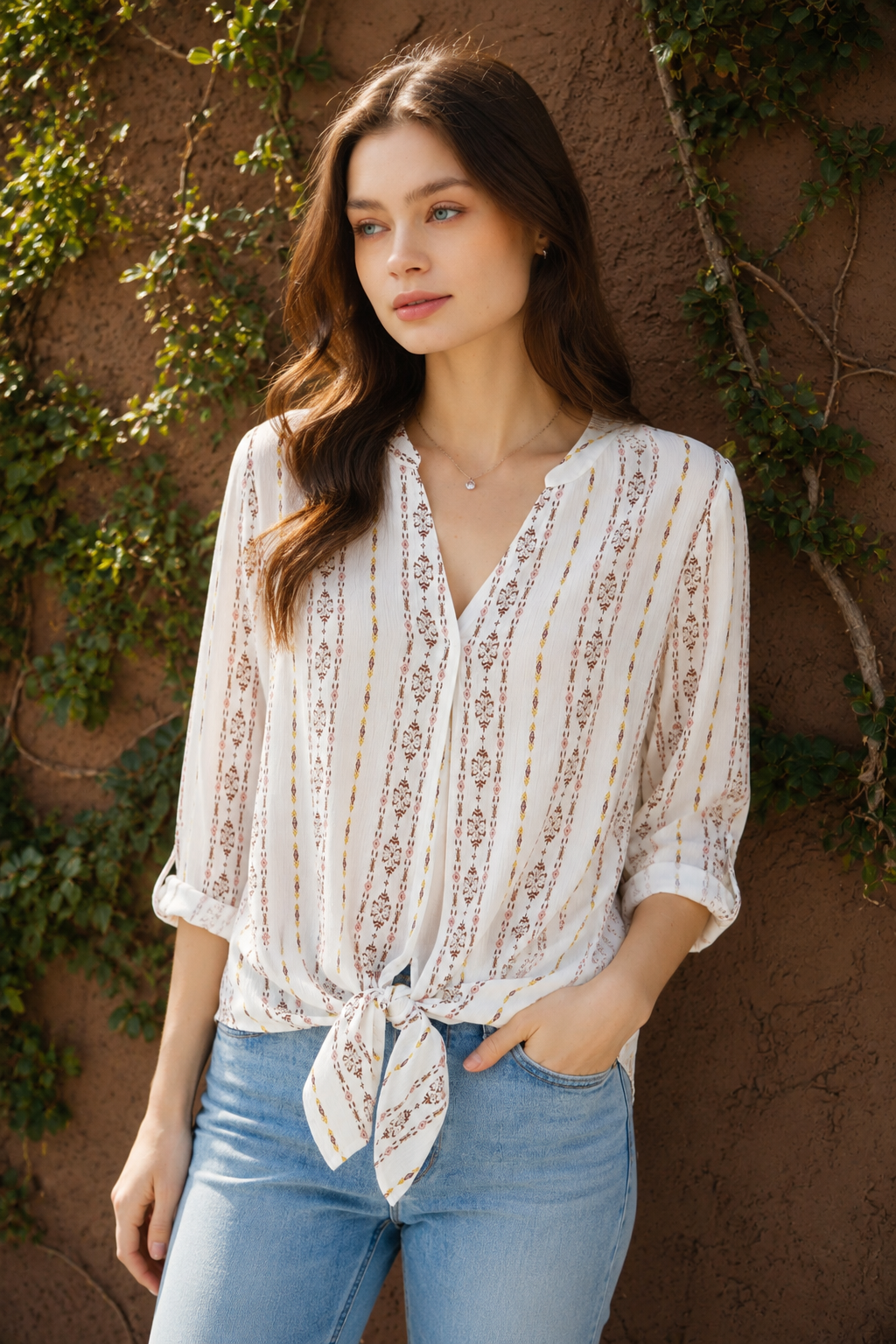Boho Printed Tie Top