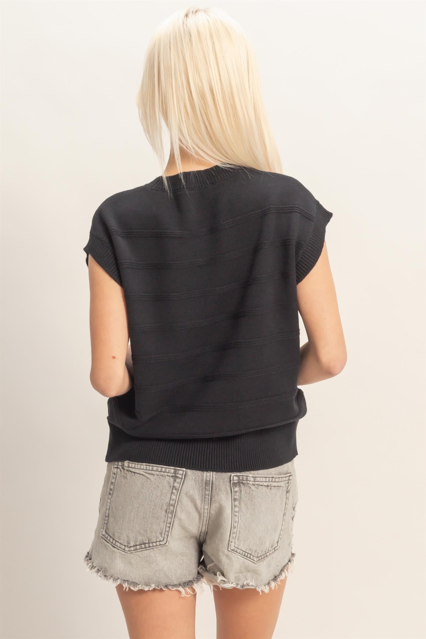 Textured Stripe Dolman Knit Top
