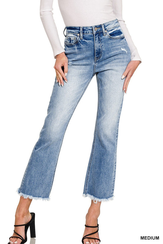 ZENANA High Rise Straight Cropped Jeans