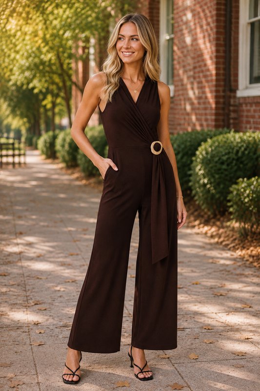 Gold Hardware Draped Jumpsuit