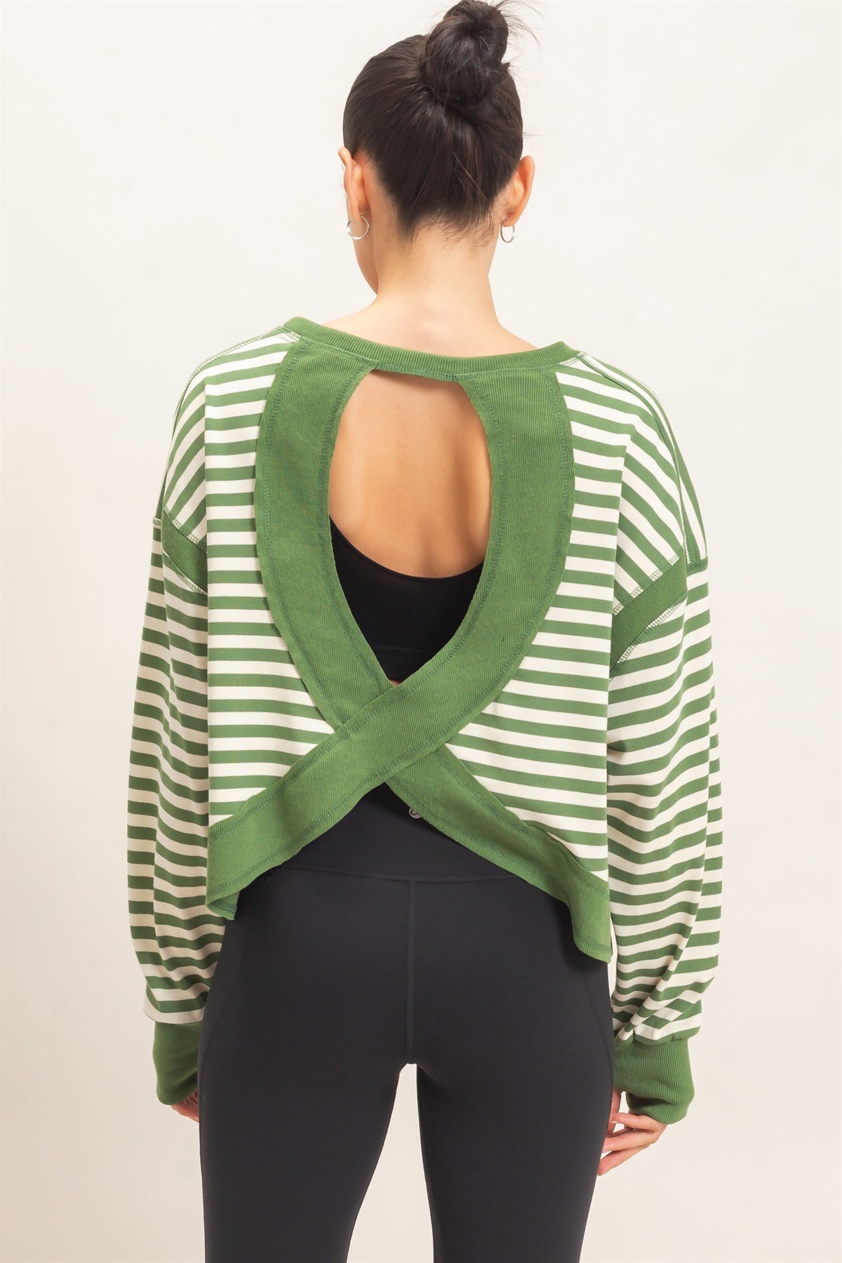 Relaxed Stripe Cropped Knit Top