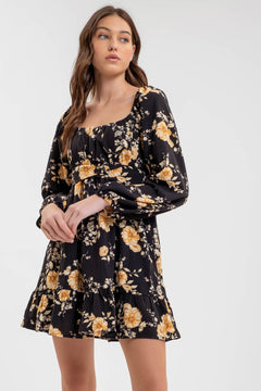 Gentle Heart Floral Long Sleeve Mini Dress