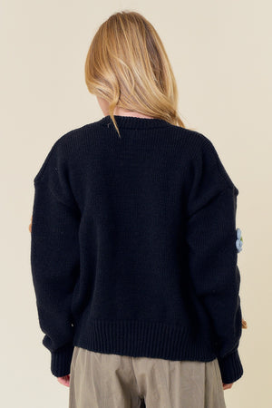 Midnight Petals Knit Crop Sweater.