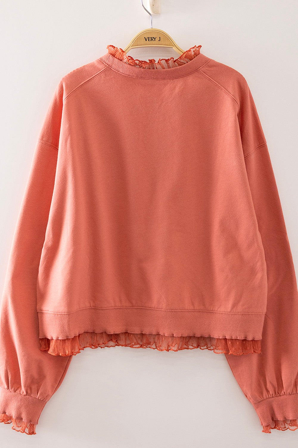 Lace Ruffle Layered Sweatshirt