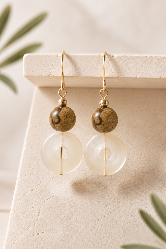 Mother of Pearl Disc Drop Earrings