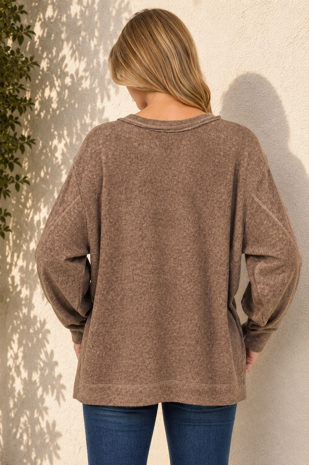 Brushed Hacci Hi-Low Sweater