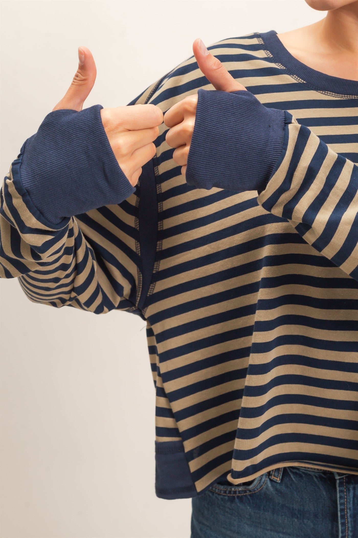 Relaxed Stripe Cropped Knit Top