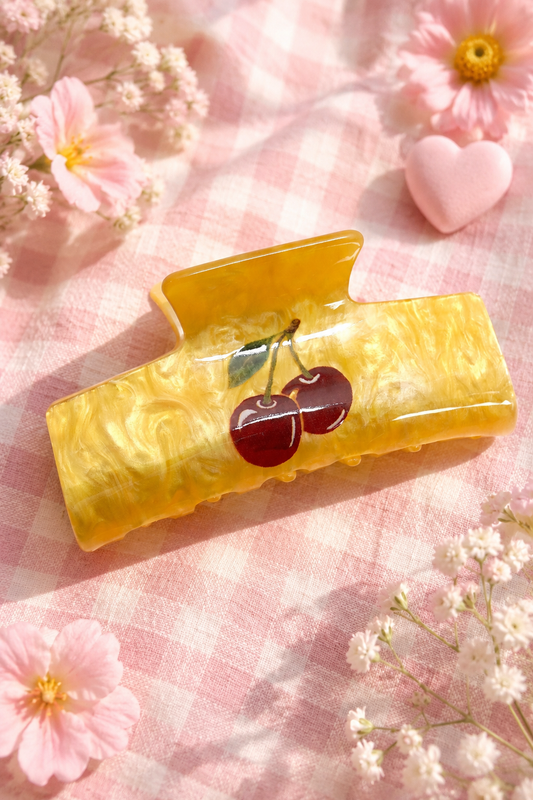 Cherry Marble Hair Claw Clip