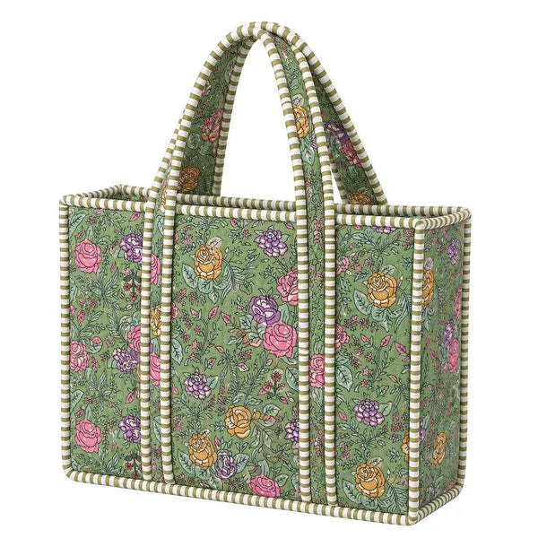 Quilted Cotton Mini Tote Bag