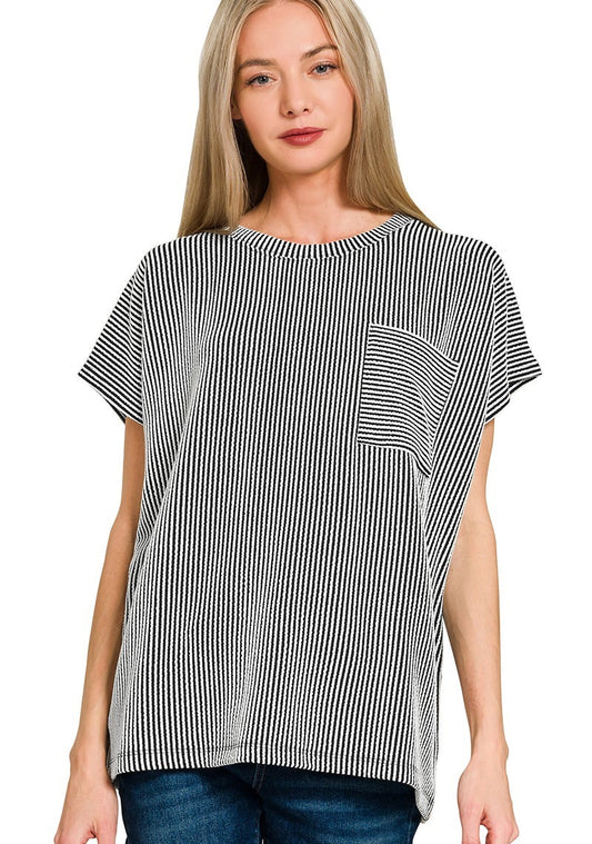 Emmie Lou Ribbed Boxy Top- 2 Colors!