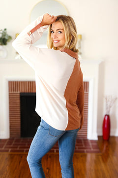 Peachy Harmony Collared Knit Top