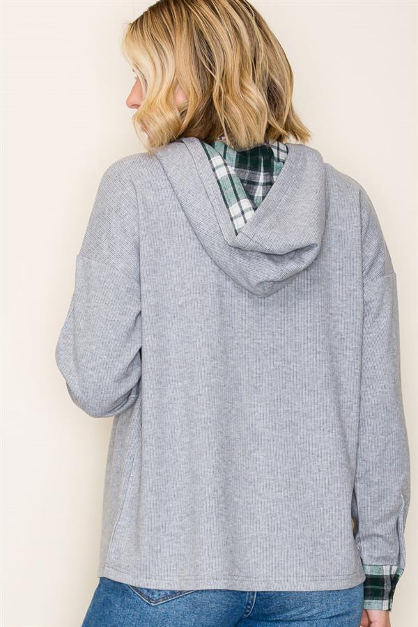 Make It Count Contrast Plaid Hoodie-2 Colors!