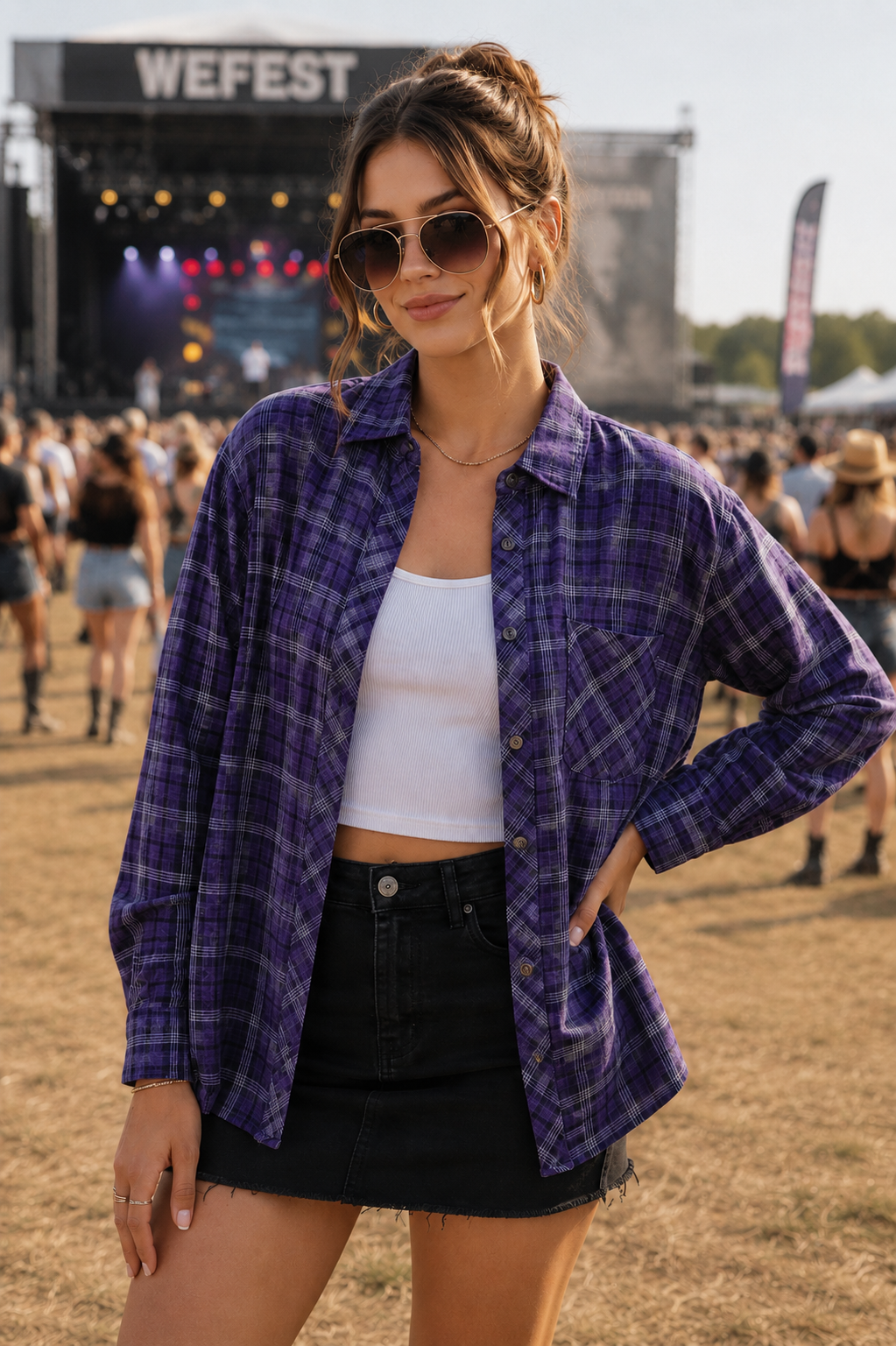 Oversized Navy Plaid Flannel