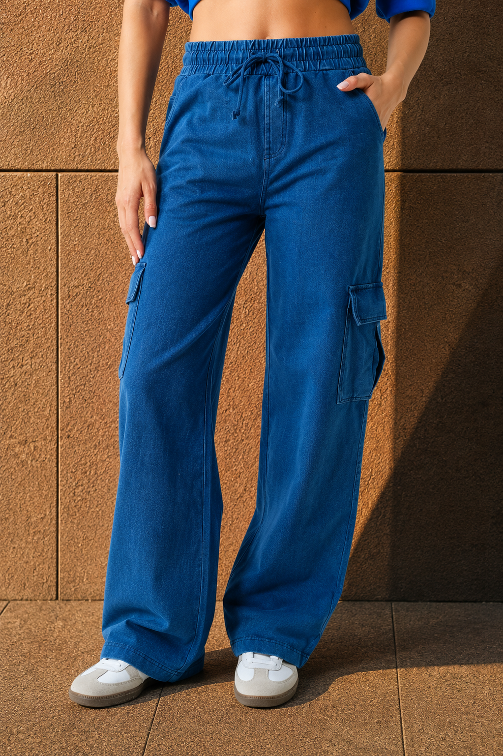 Mineral Wash Wide Leg Cargo Pants